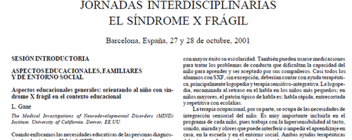 Conference cover image for Jornadas interdisciplinarias. El síndrome X frágil