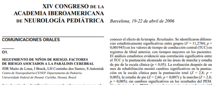 Conference cover image for XIV Congreso de la Academia Iberoamericana De Neurología Pediátrica. Comunicaciones