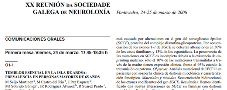 Conference cover image for XX Reunión da Sociedade Galega de Neuroloxía. Comunicaciones