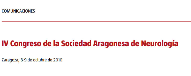 Conference cover image for IV Congreso de la Sociedad Aragonesa de Neurología. Communications