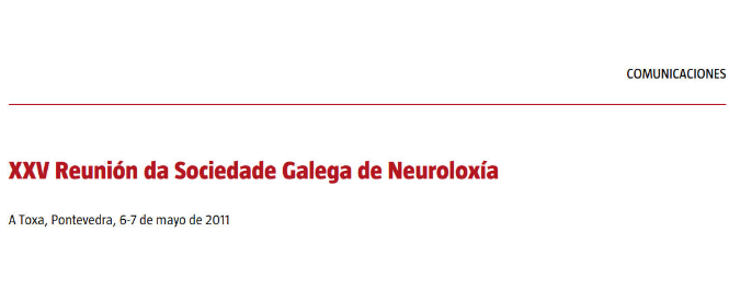 Conference cover image for XXV Reunión da Sociedade Galega de Neuroloxía. Communications