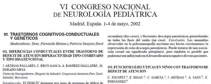 Conference cover image for VI Congreso SENP. Communications