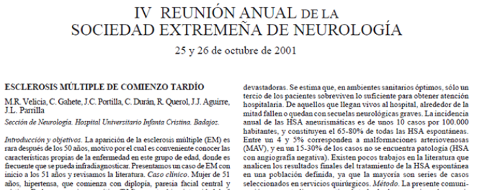 Conference cover image for IV Anual Meeting of Sociedad Extremeña de Neurología