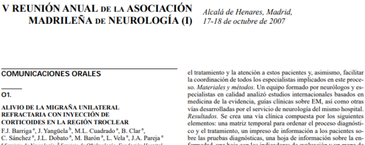 Conference cover image for V Reunión Anual de la Asociación Madrileña de Neurología (I). Communications