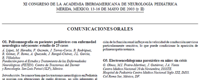 Conference cover image for XI Congreso de la Academia Iberoamericana de Neurología Pediátrica. Comunicaciones