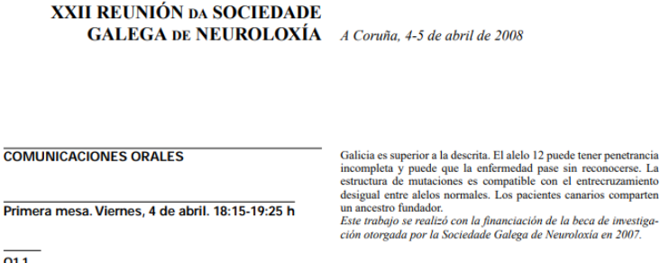 Conference cover image for XXII Reunión da Sociedade Galega de Neuroloxía. Comunicaciones