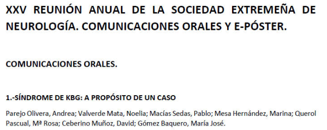 Conference cover image for XXV REUNIÓN ANUAL DE LA SOCIEDAD EXTREMEÑA DE NEUROLOGÍA.