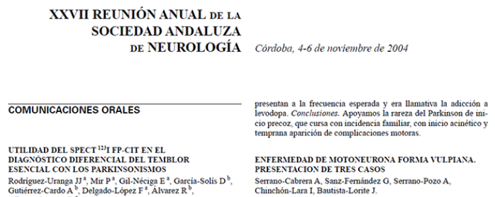 Conference cover image for XXVI Reunión anual de la Sociedad Andaluza de Neurología. Communications