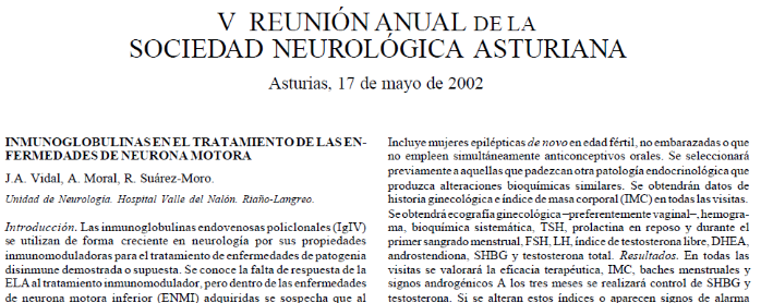 Conference cover image for 5th Annual Meeting of Sociedad Neurológica Asturiana. Comunications.