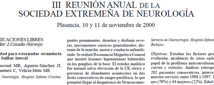 Conference cover image for III Reunión Anual de la Sociedad Extremeña de Neurología. Comunicaciones