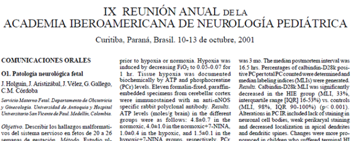 Conference cover image for IX Congreso de la Acadenia Iberoamericana de Neurología Pediátrica. Comunicaciones
