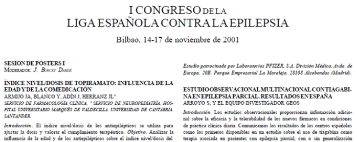 Conference cover image for Ist Congress of Liga Española contra la Epilepsia. Comunications