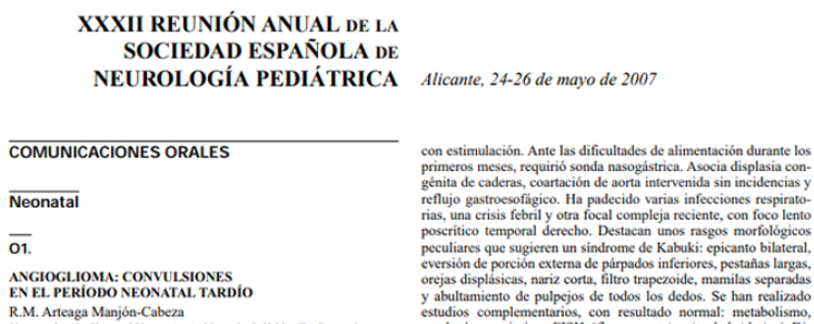 Conference cover image for XXXII Reunión anual de la Sociedad Española de Neurología Pediátrica. Comunicaciones orales