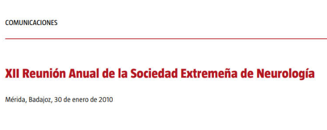 Conference cover image for XII Reunión Anual de la Sociedad Extremeña de Neurología. Communications