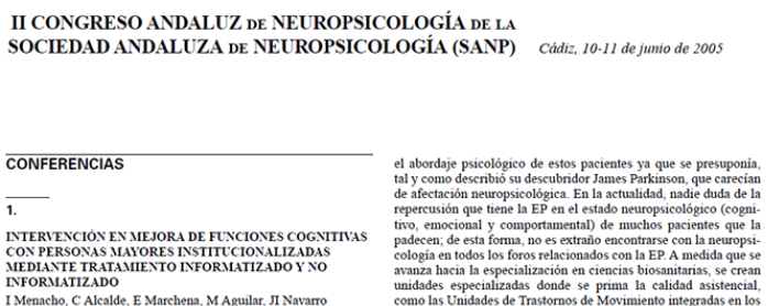 Conference cover image for II Congreso Andaluz de Neuropsicología de la Sociedad Andaluza de Neuropsicología (SANP). Comunicaciones