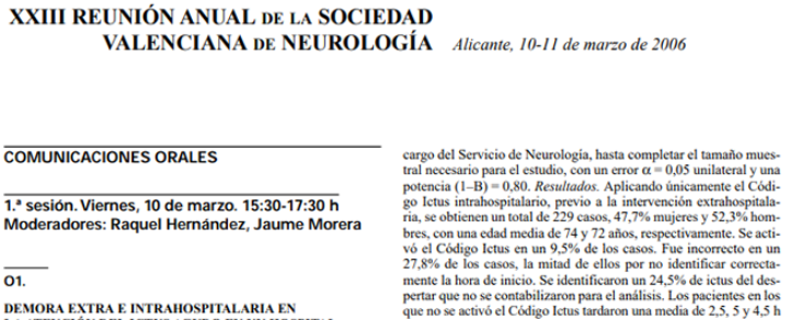 Conference cover image for XXIII Reunión Anual de la Sociedad Valenciana de Neurología. Comunicaciones