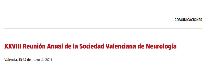 Conference cover image for XXVIII Reunión Anual de la Sociedad Valenciana de Neurología. Communications