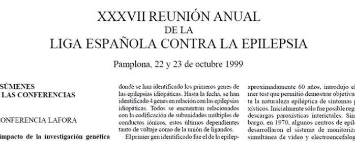Conference cover image for XXXVII Reunión Anual de la Liga Española Contra la Epilepsia. Comunicaciones