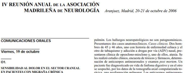 Conference cover image for IV Reunión Anual de la Asociación Madrileña de Neurología. Communications