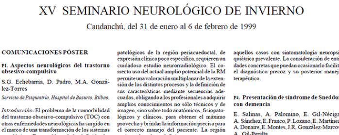 Conference cover image for XV Seminario Neurológico de Invierno. Comunicaciones