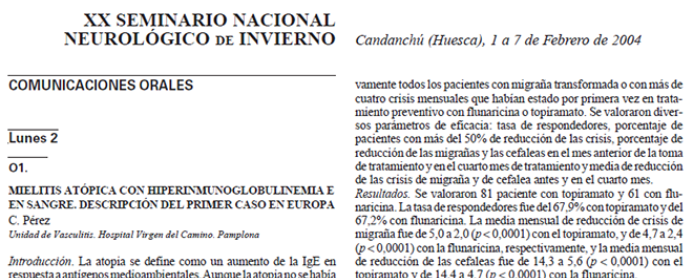Conference cover image for XX Seminario Nacional Neurológico de Invierno. Communications