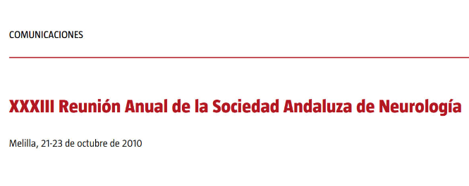 Conference cover image for XXXIII Reunión Anual de la Sociedad Andaluza de Neurología. Communications