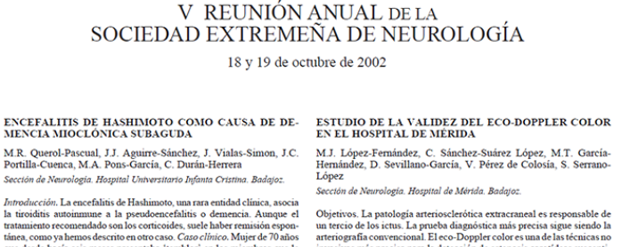 Conference cover image for V Anual Meeting of Sociedad Extremeña de Neurología