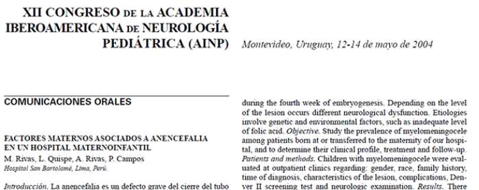Conference cover image for XII Congreso de la Academia Iberoamericana de Neurología Pediátrica (AINP).Comunications
