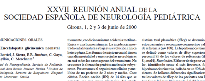 Conference cover image for XXVII Reunión Anual de la Sociedad Española de Neuropediatría. Comunications