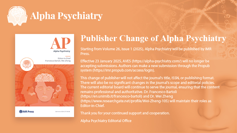 Banner image for Publisher Change of Alpha Psychiatry
