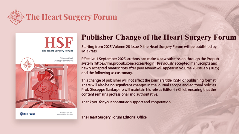 Banner image for Publisher Change of the Heart Surgery Forum