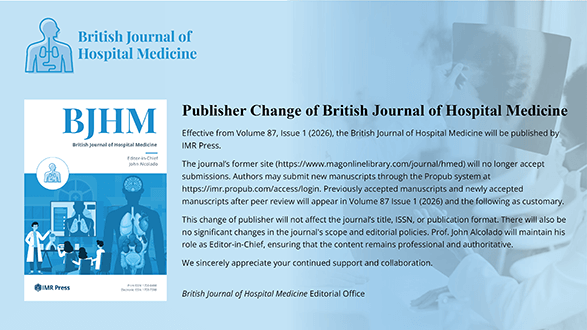 Banner image for Publisher Change of the British Journal of Hospital Medicine